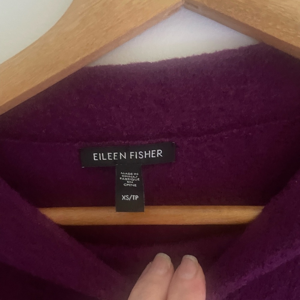 Eileen Fisher Purple Mock Neck Sweater Boiled 💯 Wool - Picture 4 of 7